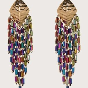 2/$35 "Swiy" Metallic Texture Gold Statement Dangle Earrings